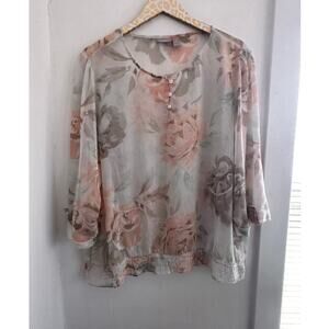 Chico's Women's Sheer Floral Blouse | Size 3 XL